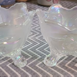 Two Iridescent Candle Holders